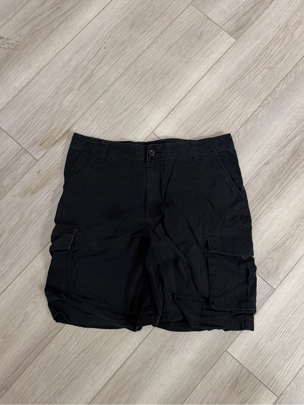 Black Plain Cargo Shorts